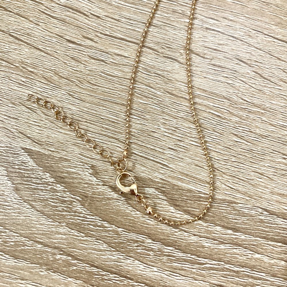 Vegan Leather Cream Snakeskin Gold Bead Chain Pendant Necklace - Picture 7 of 7